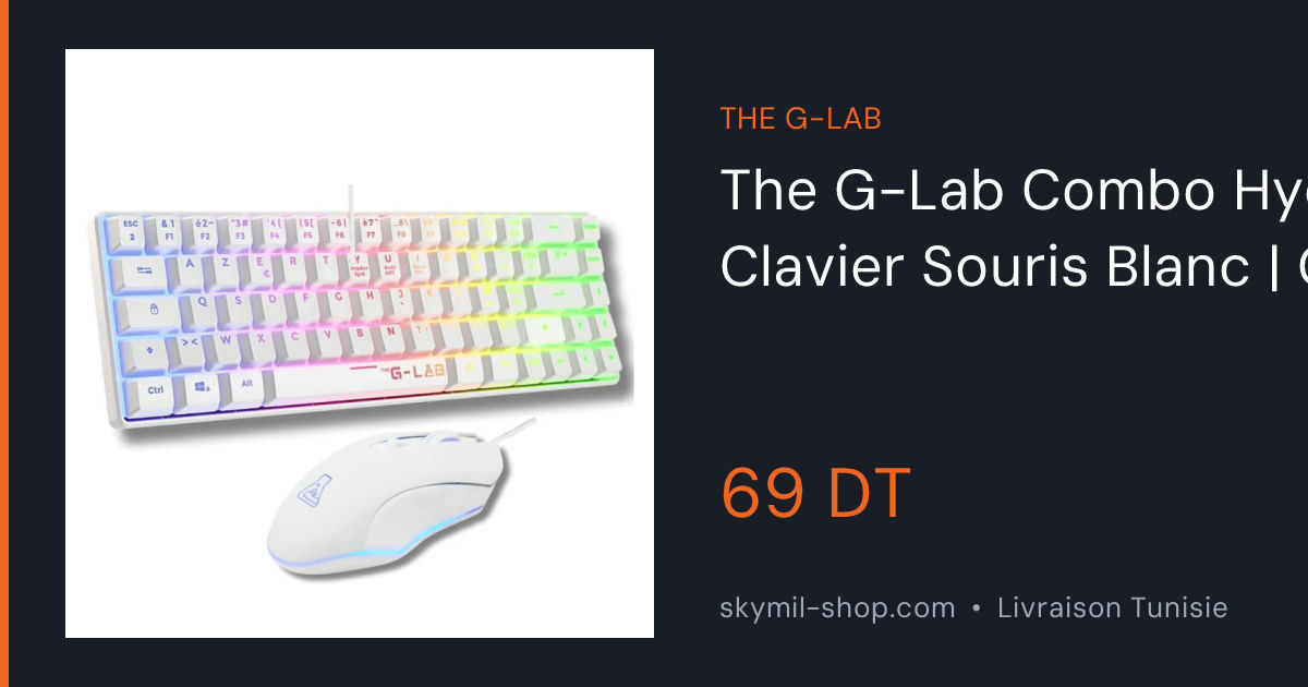 G-LAB COMBO HYDRO 2EN1 Blanc - Pack Clavier Souris Gaming