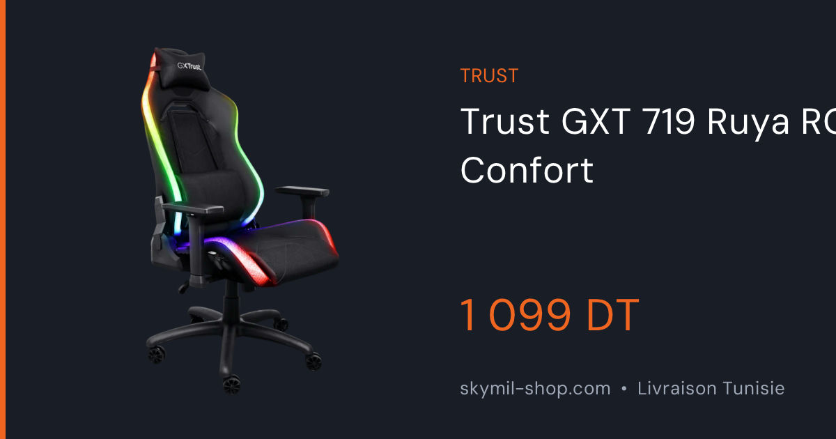 Trust GXT 719 Ruya RGB - Siège Gaming Confort & Éclairage