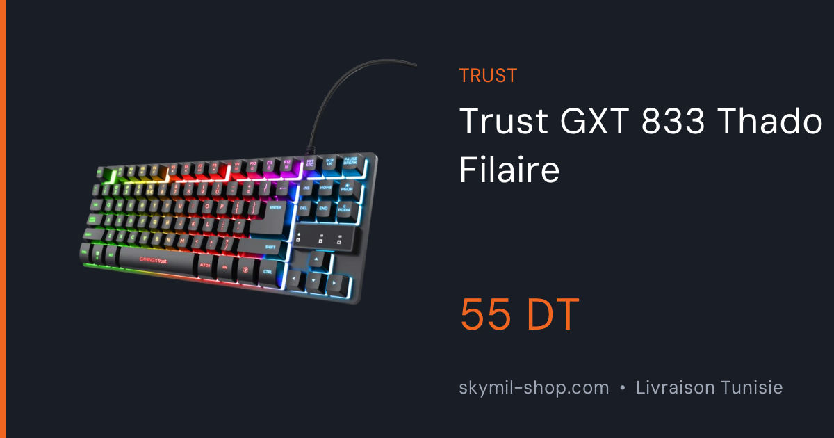 Trust GXT 833 Thado TKL - Clavier Gamer Compact Rétroéclairé