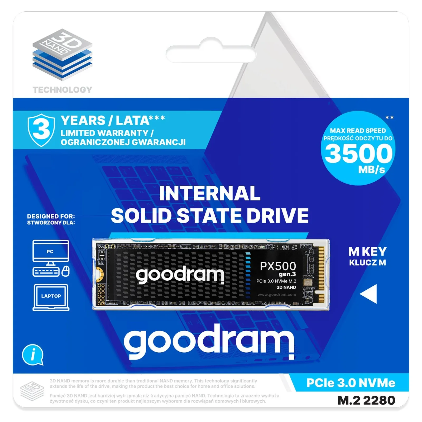 GOODRAM PX500 NVMe Gen3 1To | 3300MB/s | NVMe Gaming