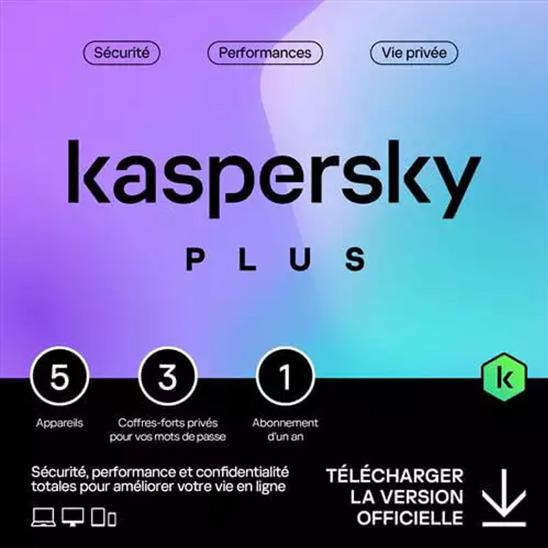 Kaspersky Plus Antivirus 5 Postes 1 An | Licence Officielle