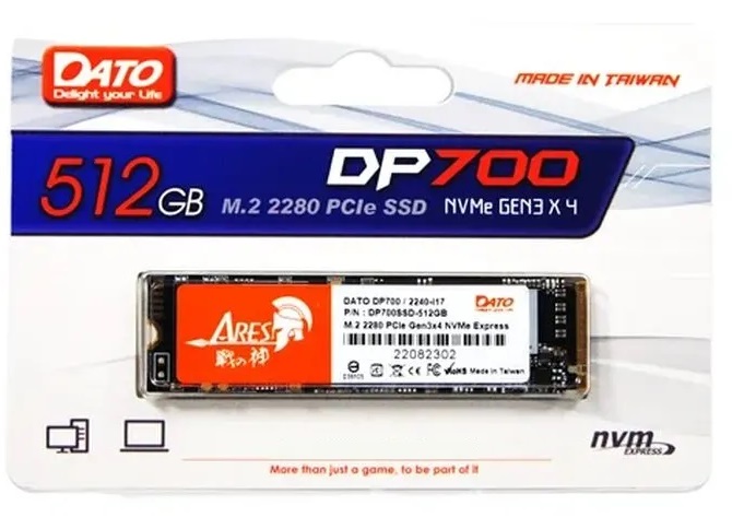 Dato DP700 NVMe 512Go | 2500Mo/s | PCIe 3.0 Rapide