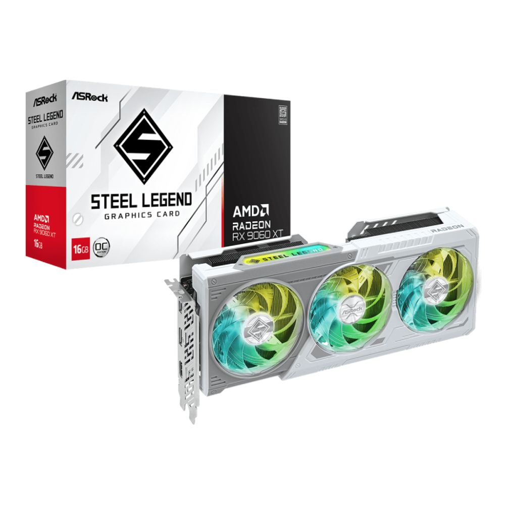 ASRock Steel Legend RX 9060 XT 16Go Blanc | QHD Gaming