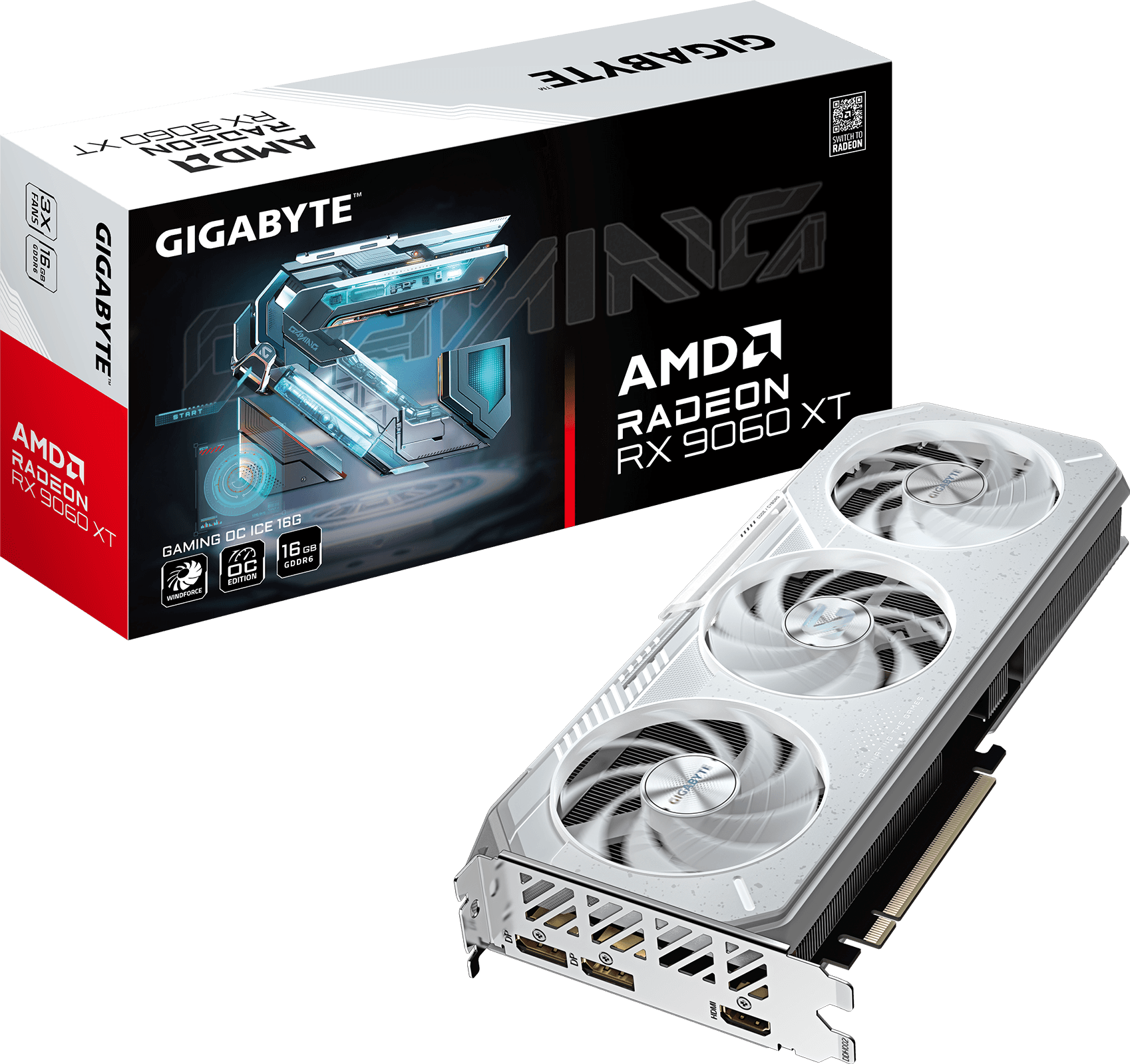 Gigabyte RX 9060 XT Gaming ICE 16Go Blanc | FSR3 Performance
