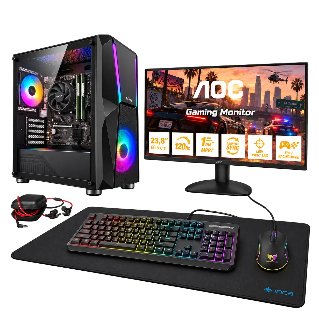Full Setup Gamer AMD Ryzen 5 8500G | 16Gb DDR5 | Nvme 256Gb + 1To HDD