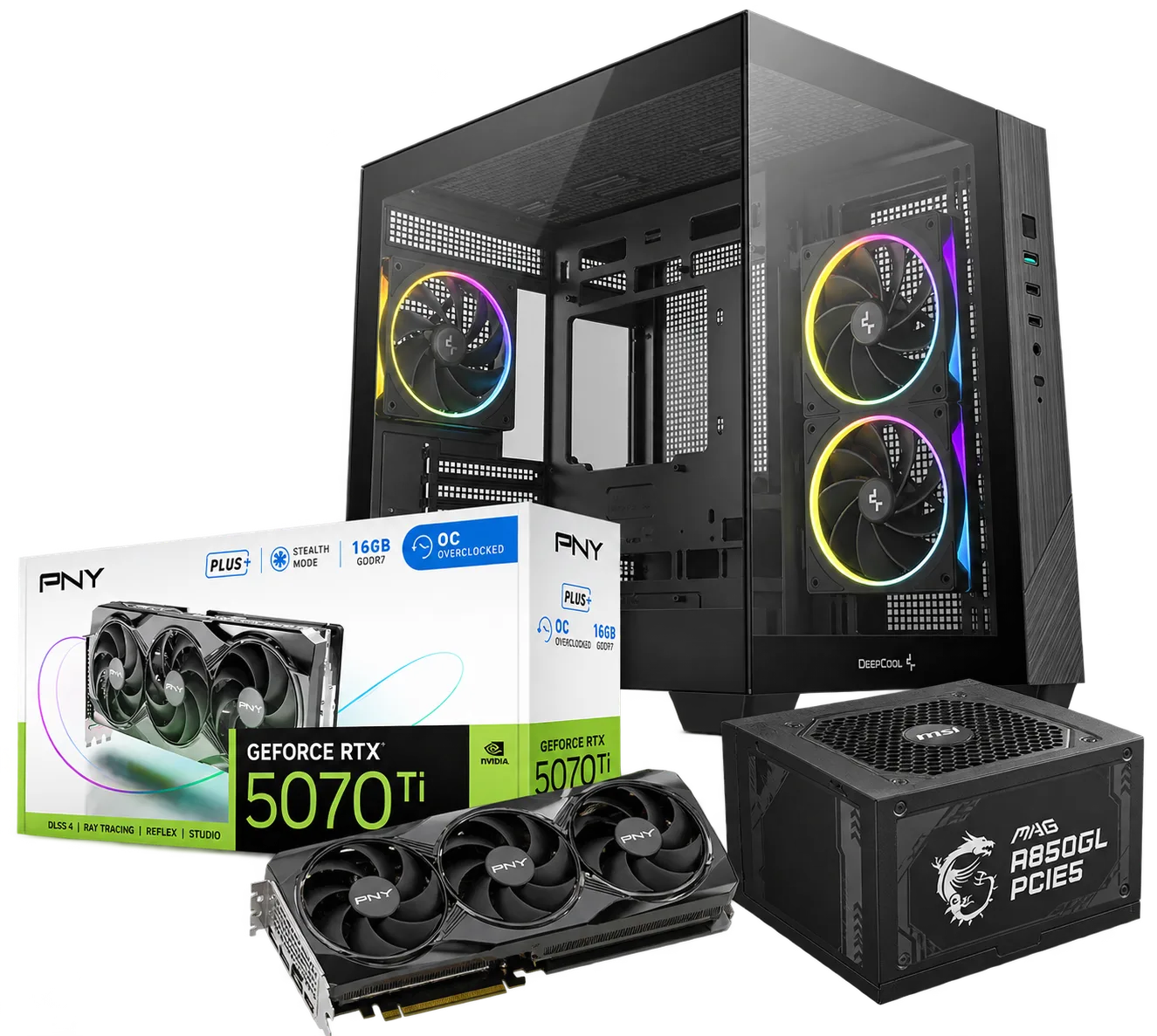 Pack Level Up RTX 5070 Ti 16 Go | 850 W 80+ Gold | Boîtier Micro-ATX