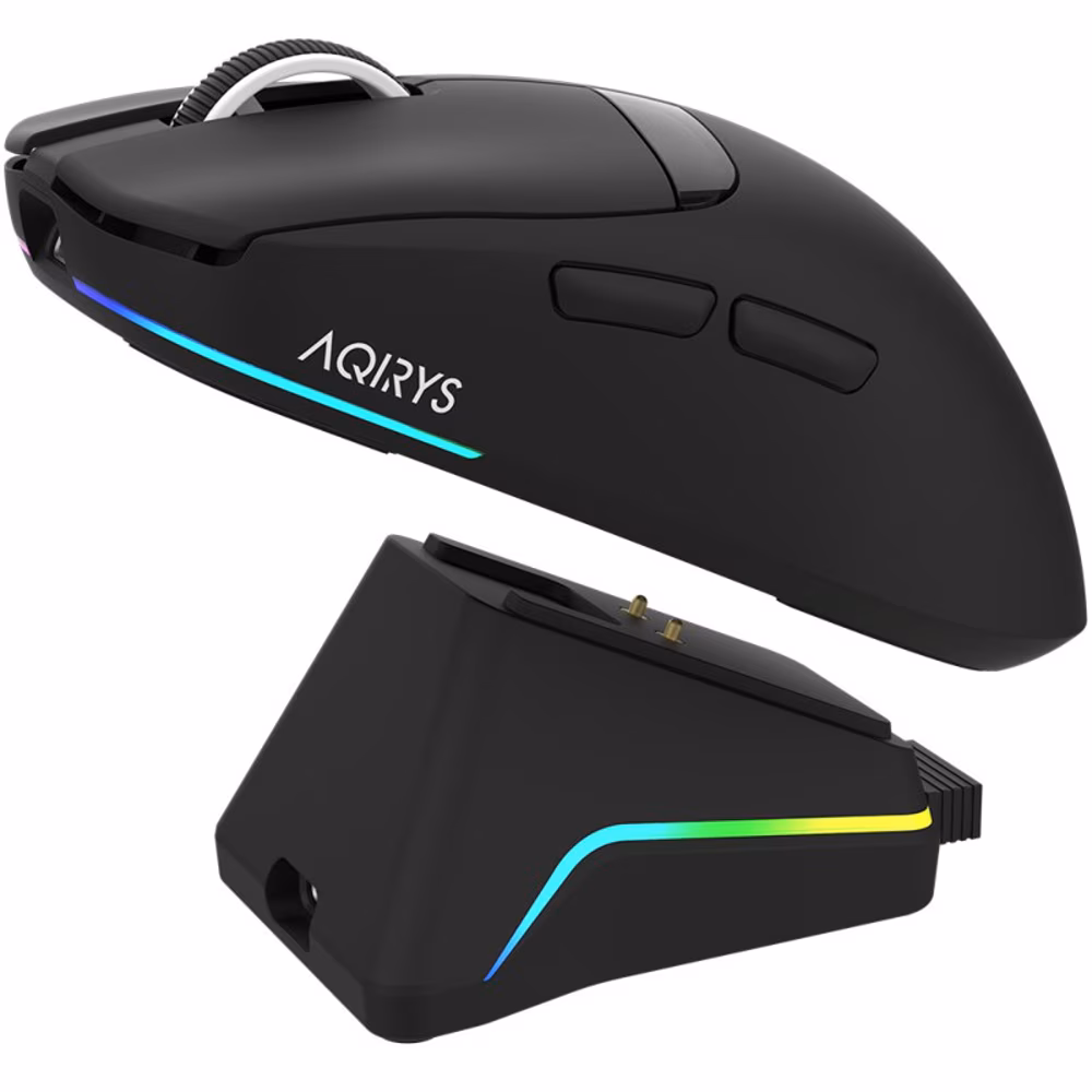 AQIRYS Nyx Noir | Sans-fil 2,4 GHz + Bluetooth | 12000 DPI | 48 g