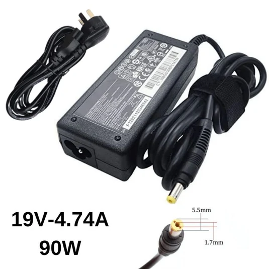 Chargeur compatible pour PC portable avec bloc, câble et embout rond