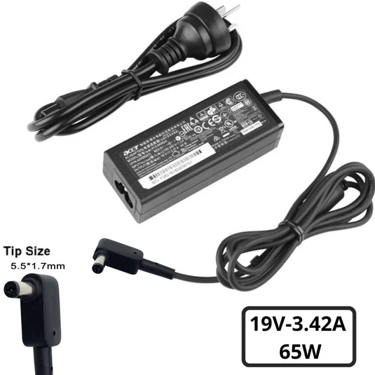 Chargeur compatible pour PC portable avec bloc, câble et embout rond