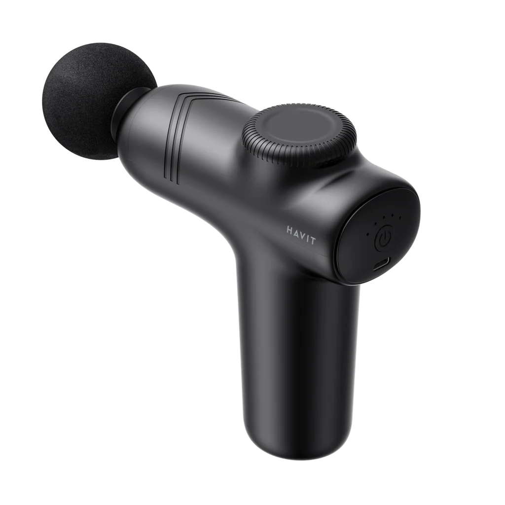 Mini pistolet de massage HAVIT MG1508 noir, vue d'ensemble