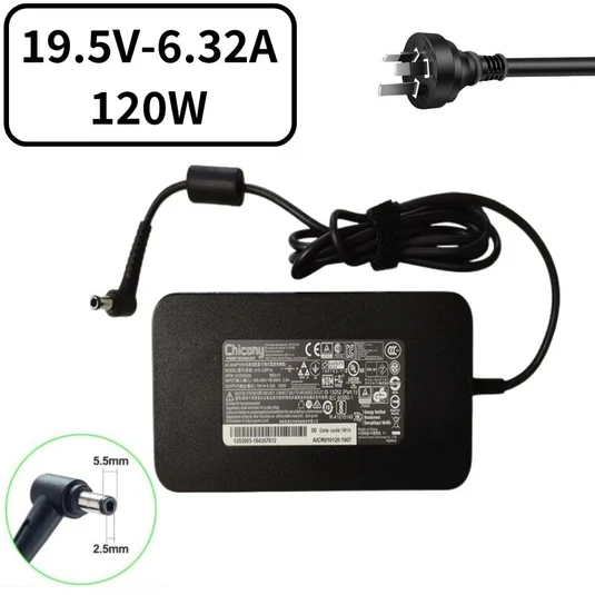 Chargeur compatible pour PC portable avec bloc, câble et embout rond