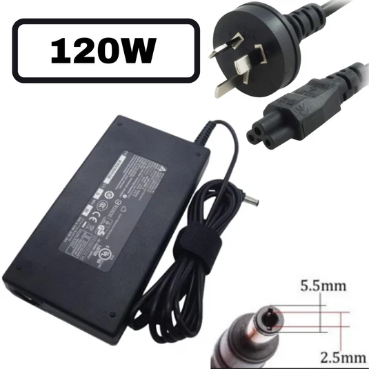 Chargeur compatible pour PC portable avec bloc, câble et embout rond