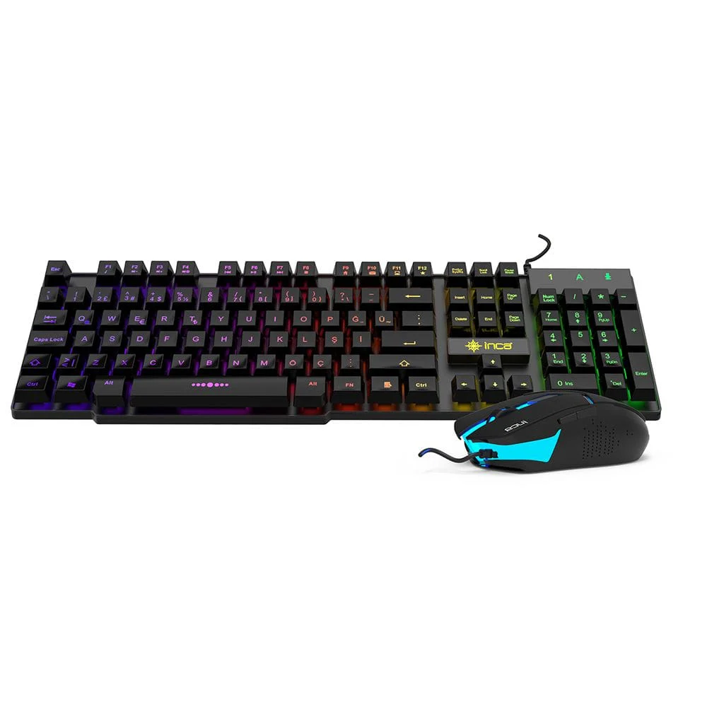 Combo gamer INCA IKG-448 : clavier AZERTY rétroéclairé RGB et souris RGB