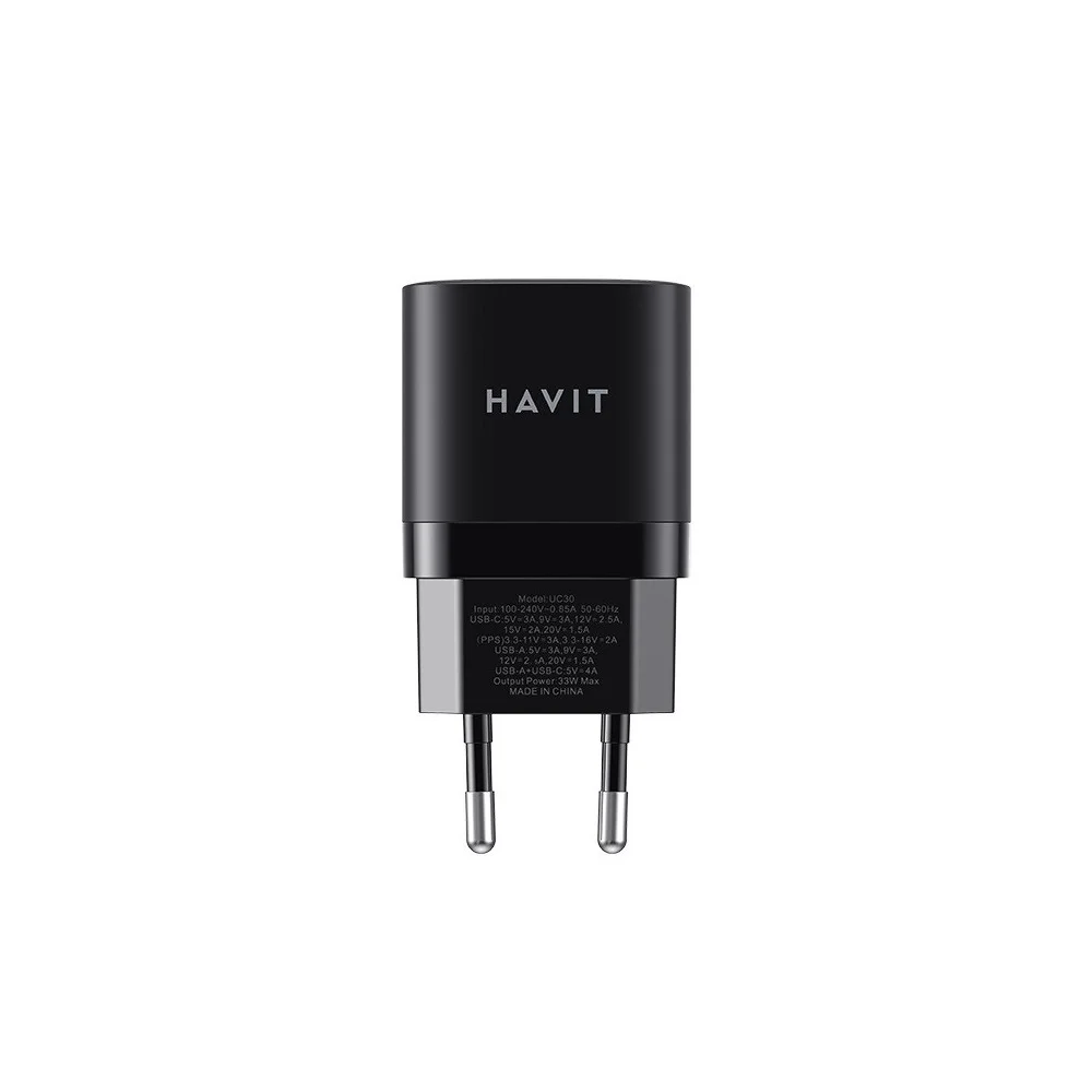 Tête de chargeur HAVIT HV-UC30 avec port USB-C et port USB-A