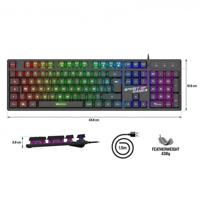 SPIRIT OF GAMER Pro-K1 | Standard | Semi-mécanique | Filaire