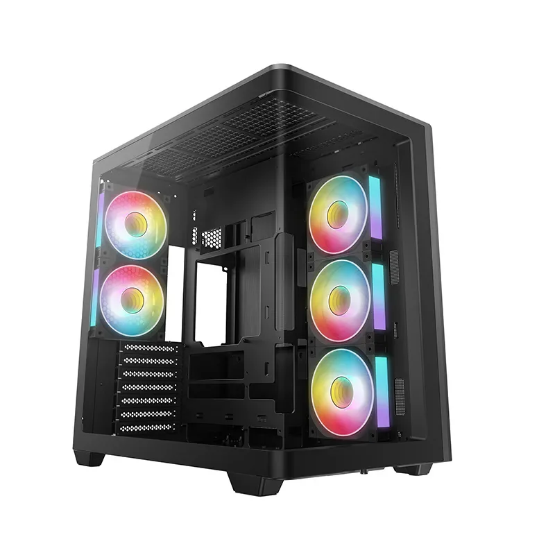Boîtier PC DeepCool CG590U 5F noir avec verre trempé courbé et ventilateurs ARGB