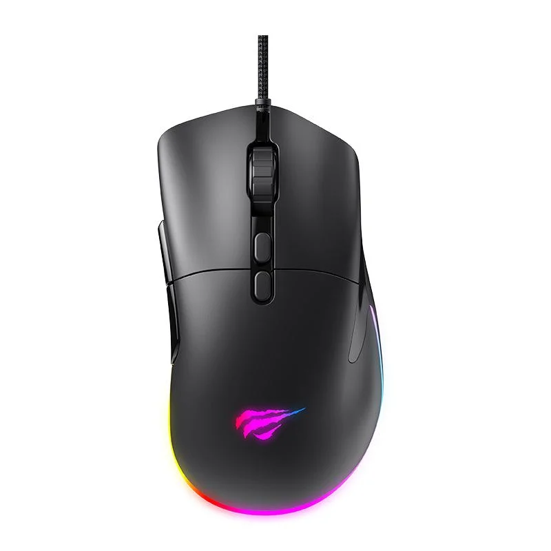 Souris gamer HAVIT MS954 noire avec éclairage RGB, vue de dessus