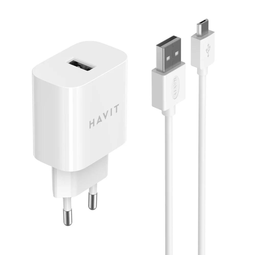 Chargeur secteur HAVIT HV-ST111 blanc avec câble Micro-USB