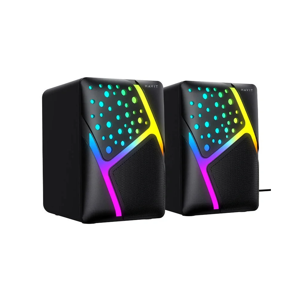 Paire de haut-parleurs PC HAVIT SK763 noirs avec éclairage RGB