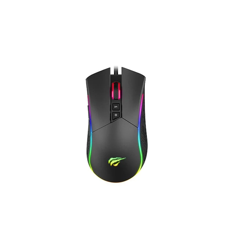 Souris gamer HAVIT MS1001S noire avec rétroéclairage RGB, vue de dessus