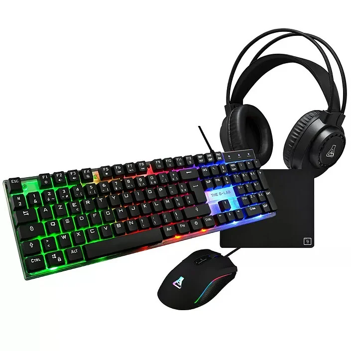 G-Lab Combo Neon 4 en 1 Pack | Clavier Souris Casque Tapis | E-sport