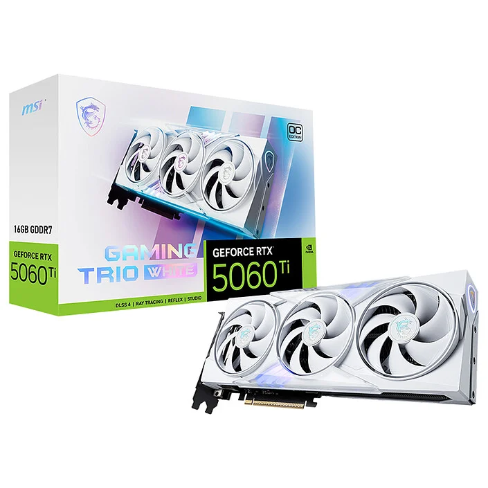 MSI RTX 5060 Ti 16Go Gaming Trio OC Blanc | DLSS 1080p