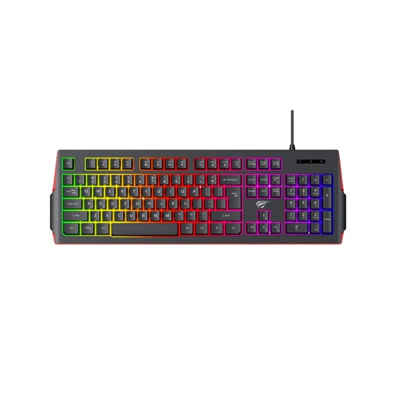 Clavier gamer HAVIT KB866L noir à 104 touches avec pavé numérique, vue de dessus