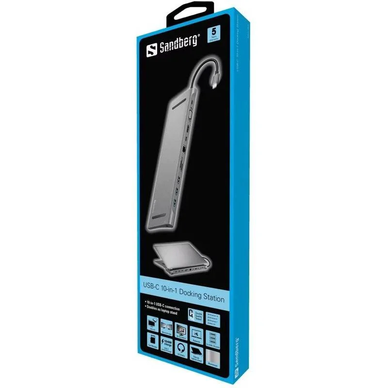 Station d'accueil SANDBERG Dock USB-C 10IN1