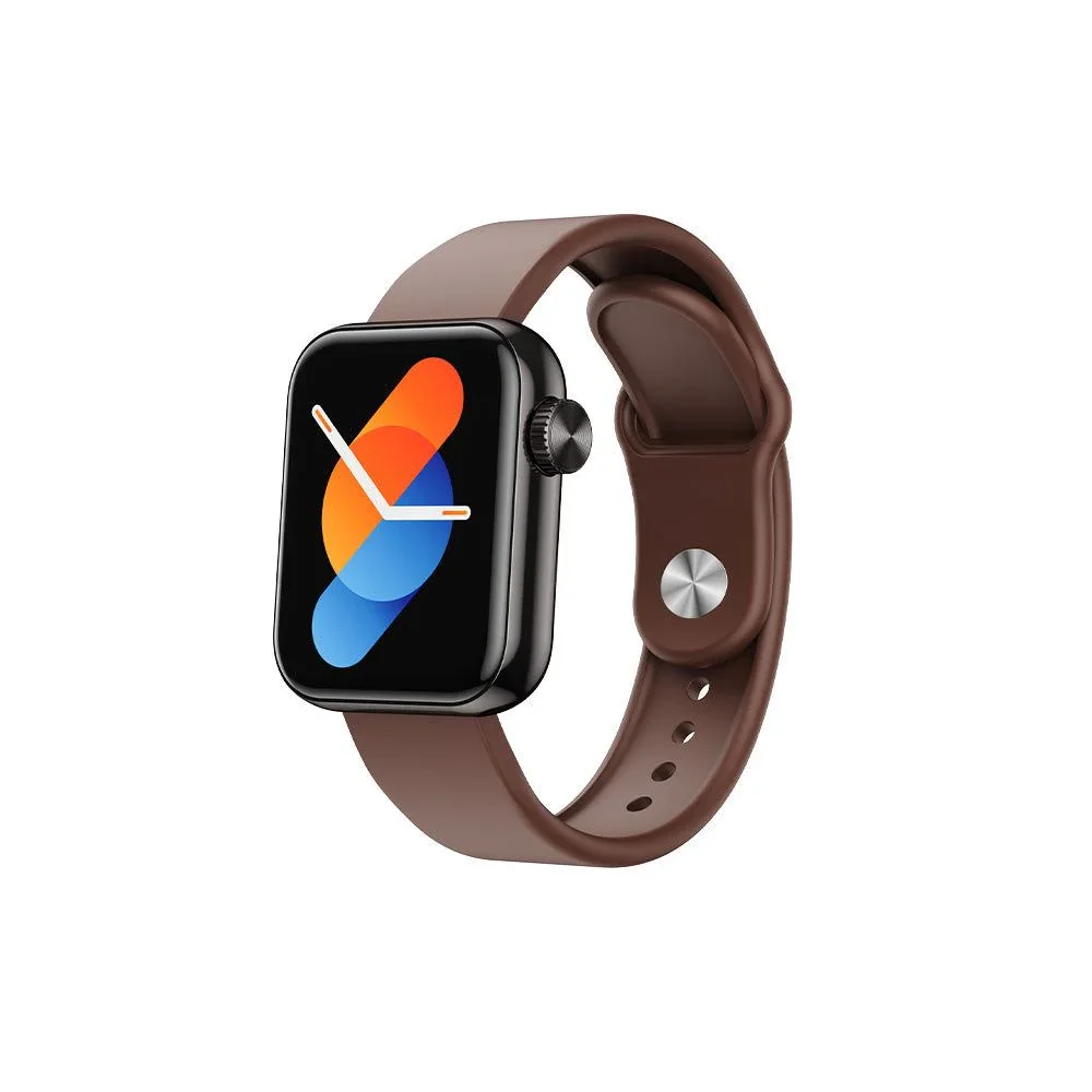 Montre connectée HAVIT M9062 marron, vue de face avec l'écran allumé