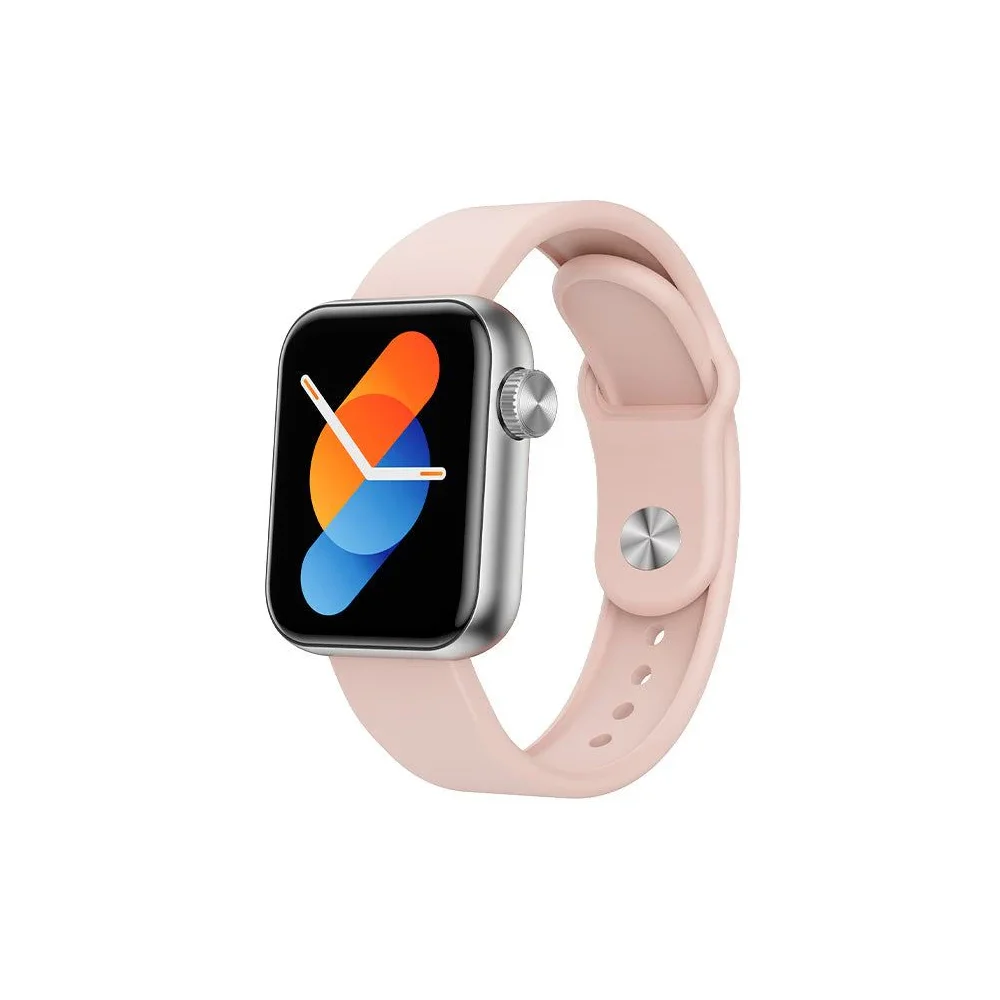 Montre connectée HAVIT M9062 rose, vue de face avec l'écran allumé