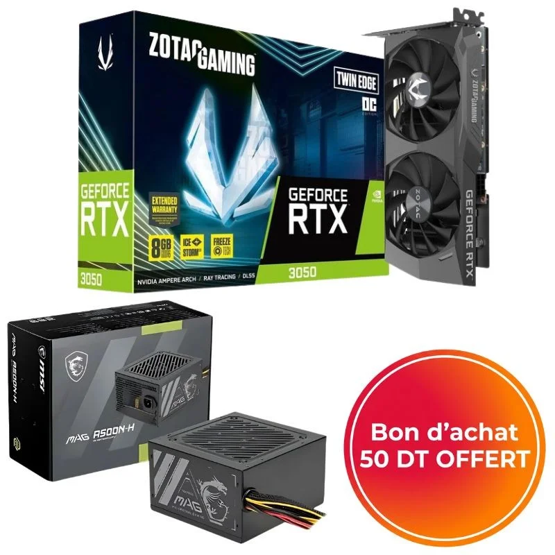 LEVEL UP RTX 3050 6GB + Bon d'achat 50DT Offert