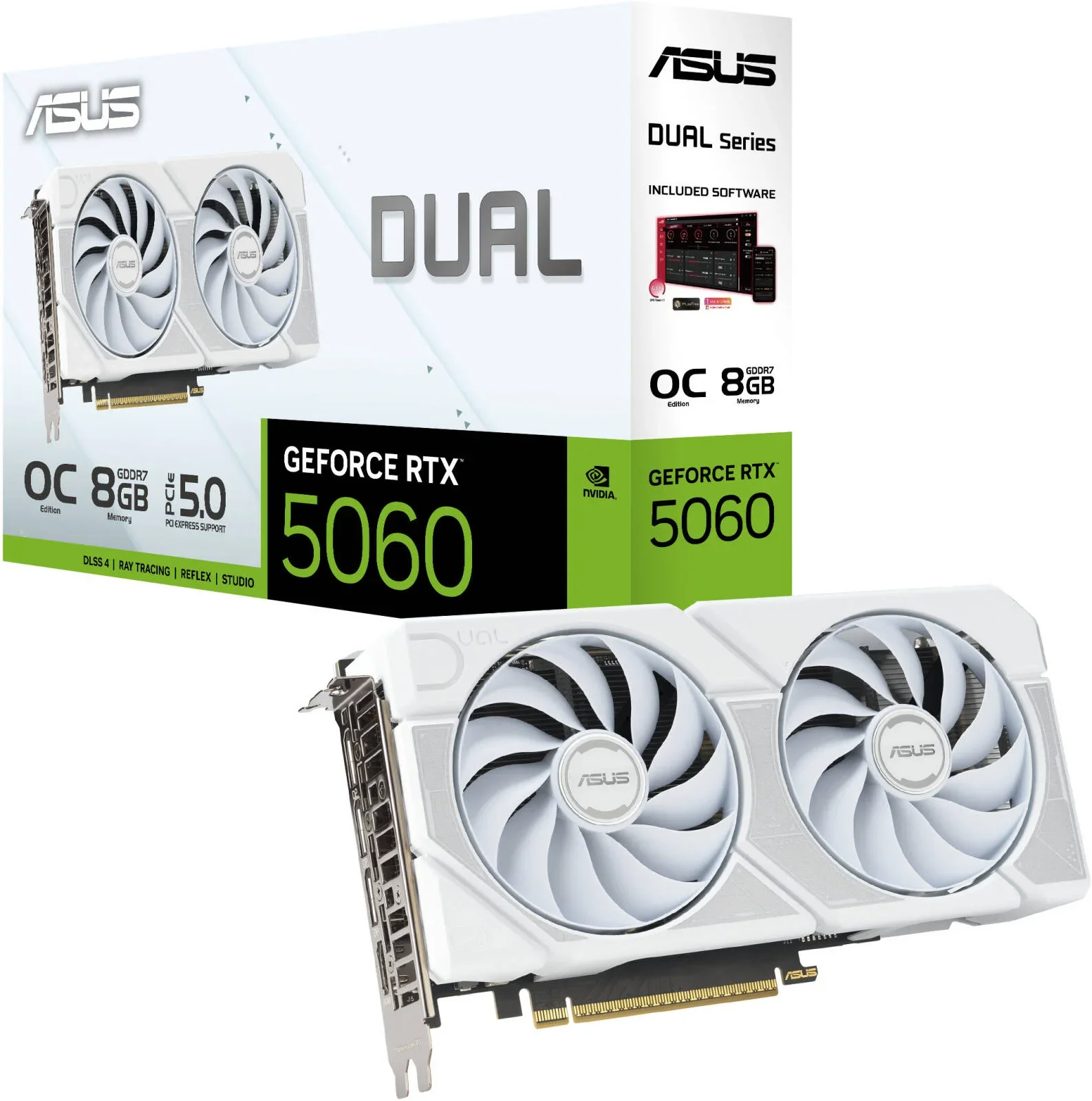 ASUS Dual RTX 5060 Blanc OC 8Go GDDR7 | DLSS 1080p