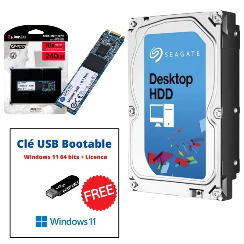 SKYMIL Pack SSD SATA 256Go + HDD 500Go | Gaming Storage