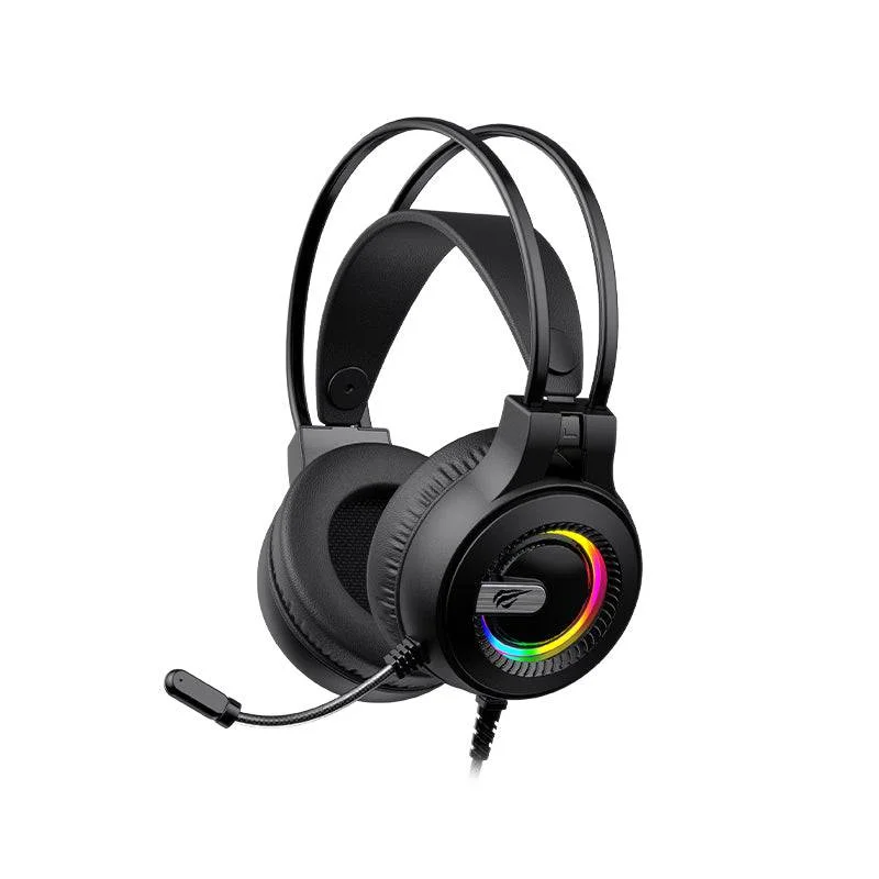 Casque gamer HAVIT H2040d noir avec micro et éclairage RGB sur les écouteurs