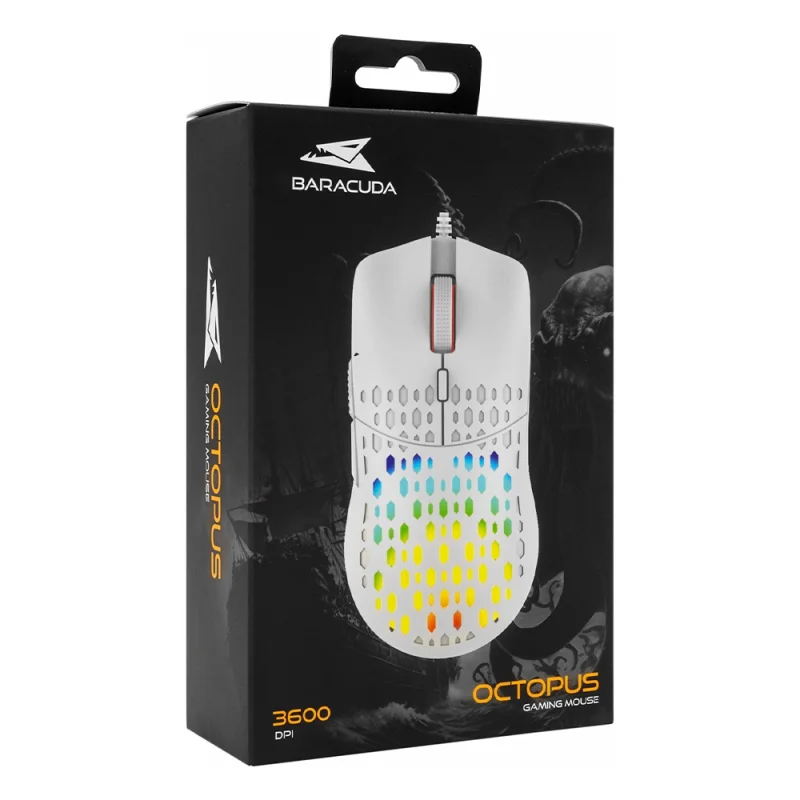 Baracuda Octopus Blanc | Filaire | 3600 DPI | LED Multicouleur | Pr...