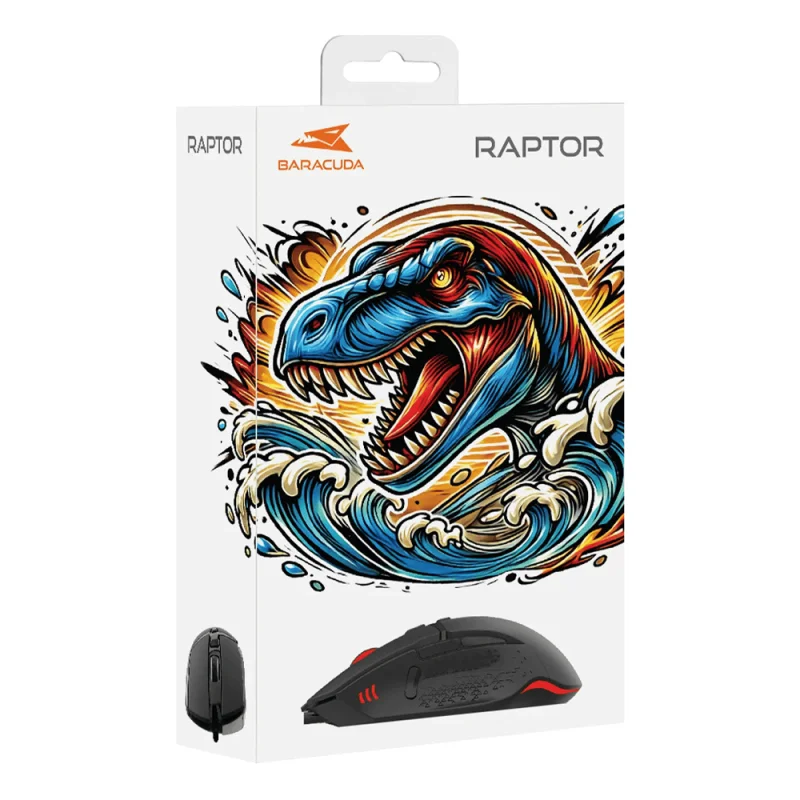Baracuda Raptor Noir | Filaire | 6400 DPI | LED Multicouleur | Gamer