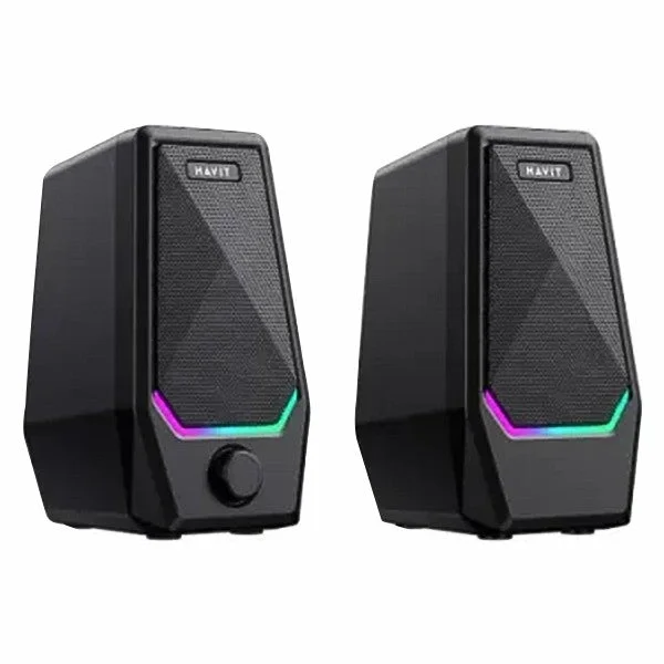 Paire de haut-parleurs PC HAVIT SK768 noirs avec éclairage RGB